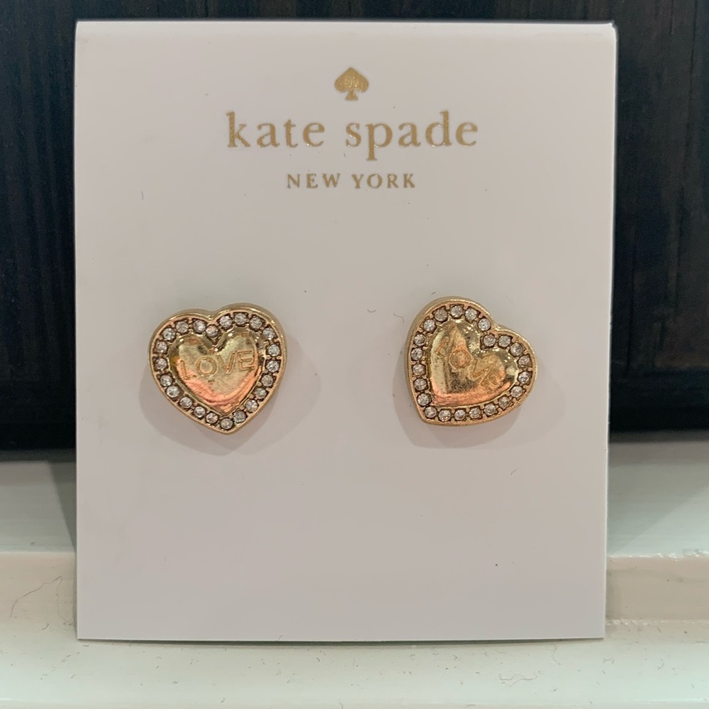 Kate Spade gold heart Stud Earrings - Picture 2 of 5